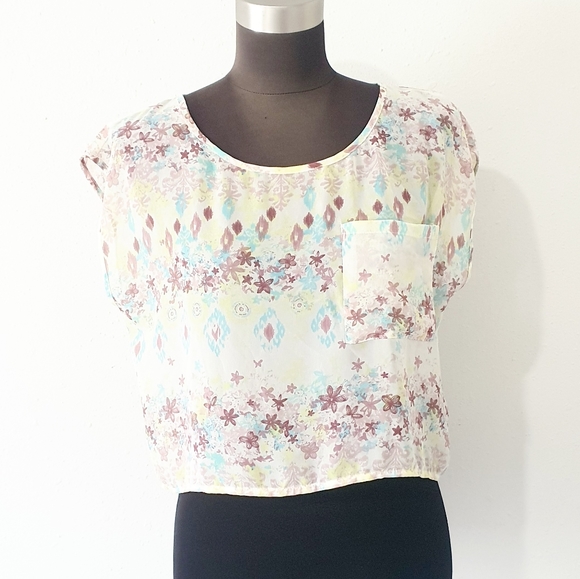 Decree Sheer Blouse Crop Top - Picture 7 of 10